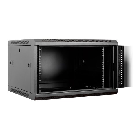 Armario Mural 19" Aiten Data 6u Ai6406s 600 X 450 X 370 2l Color Negro Puerta De Cristal Templado
