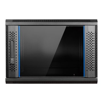 Armario Mural 19" Aiten Data 9u Ai6409s 600 X 450 X 520 2l Color Negro Puerta De Cristal Templado 2