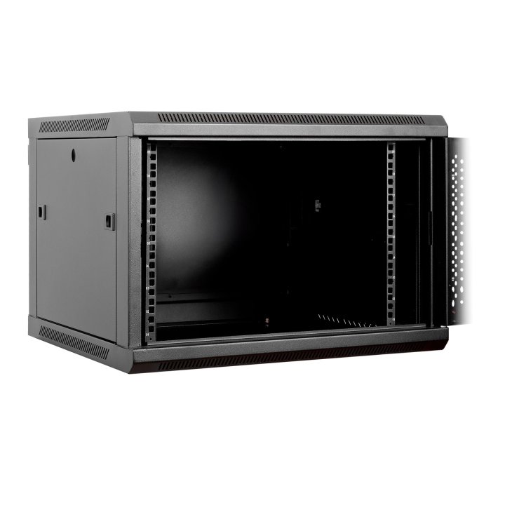 Armario Mural 19" Aiten Data 9u Ai6409s 600 X 450 X 520 2l Color Negro Puerta De Cristal Templado