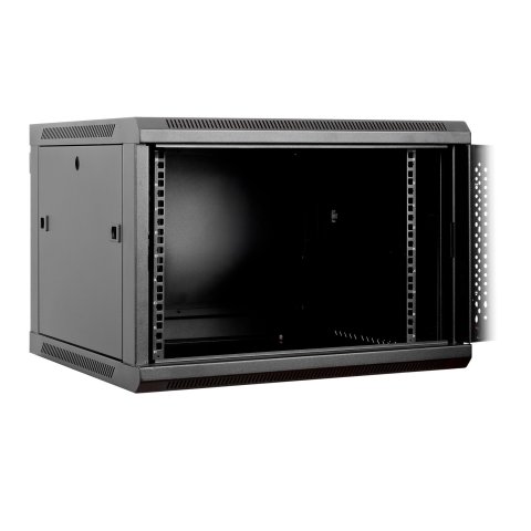 Armario Mural 19" Aiten Data 9u Ai6409s 600 X 450 X 520 2l Color Negro Puerta De Cristal Templado