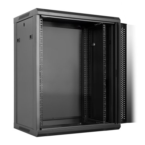 Armario Mural 19" Aiten Data 15u Ai6615s 600 X 600 X 769 2l Color Negro Puerta De Cristal Templado