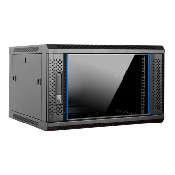 Armario Mural 19" Aiten Data 6u Ai6606s 600 X 600 X 368 2l Color Negro Puerta De Cristal Templado