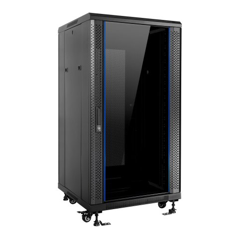 Armario De Suelo 19" Aiten Data 22u Ai6822s 600 X 800 X 1166 2cl 4r Mo Color Negro Puerta De Cristal Templado Puerta Trasera 