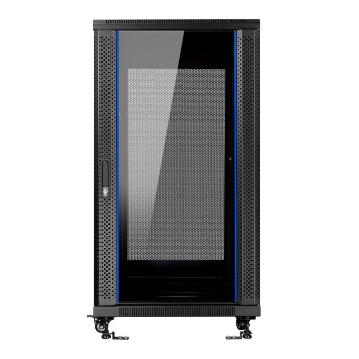 Armario De Suelo 19" Aiten Data 22u Ai6822s 600 X 800 X 1166 2cl 4r Mo Color Negro Puerta De Cristal Templado Puerta Trasera 