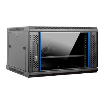 Armario Mural 19" Aiten Data 6u Ai6606 600 X 600 X 368 2l Color Negro Puerta De Cristal Templado Incluye Accesorios