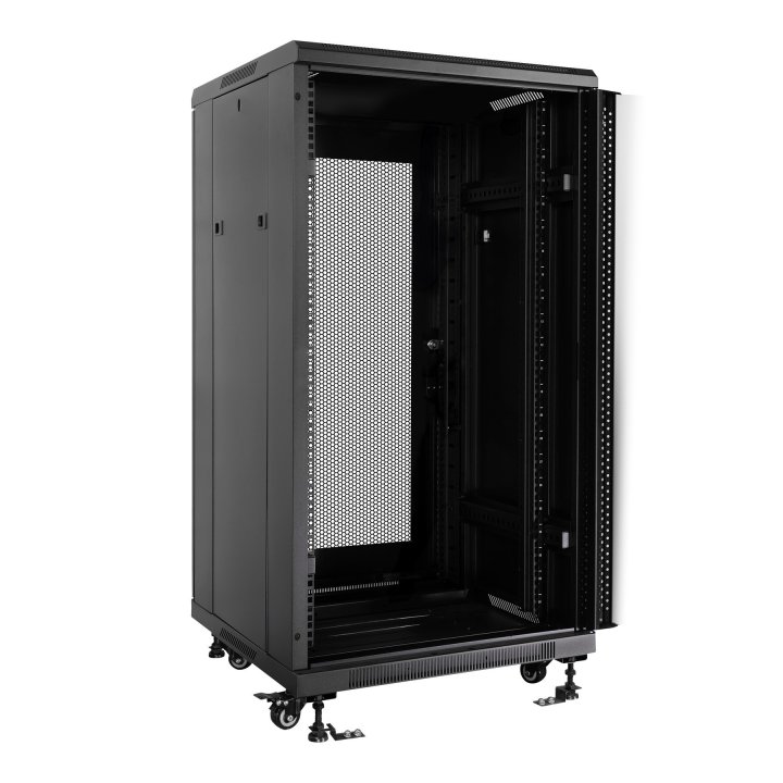 Armario De Suelo 19" Aiten Data 22u Ai6822s 600 X 800 X 1166 2cl 4r Mo Color Negro Puerta De Cristal Templado Puerta Trasera 