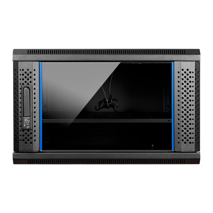 Armario Mural 19" Aiten Data 6u Ai6606 600 X 600 X 368 2l Color Negro Puerta De Cristal Templado Incluye Accesorios