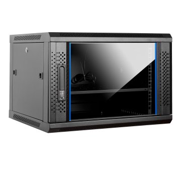 Armario Mural 19" Aiten Data 9u Ai6609 600 X 600 X 520 2l Color Negro Puerta De Cristal Templado Incluye Accesorios