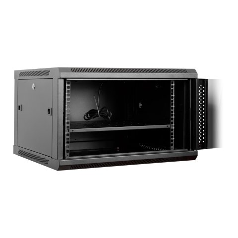 Armario Mural 19" Aiten Data 6u Ai6606 600 X 600 X 368 2l Color Negro Puerta De Cristal Templado Incluye Accesorios