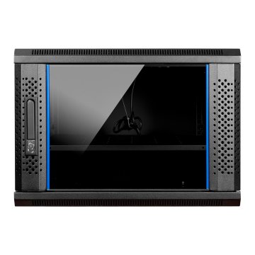 Armario Mural 19" Aiten Data 9u Ai6609 600 X 600 X 520 2l Color Negro Puerta De Cristal Templado Incluye Accesorios 2
