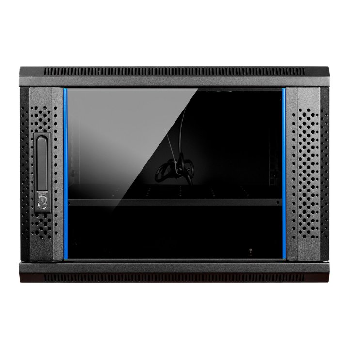 Armario Mural 19" Aiten Data 9u Ai6609 600 X 600 X 520 2l Color Negro Puerta De Cristal Templado Incluye Accesorios