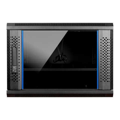 Armario Mural 19" Aiten Data 9u Ai6609 600 X 600 X 520 2l Color Negro Puerta De Cristal Templado Incluye Accesorios
