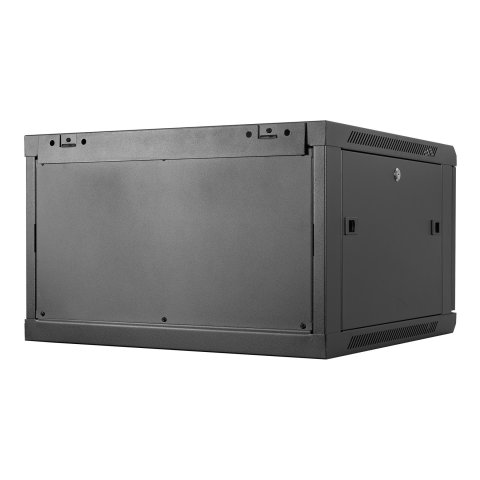Armario Mural 19" Aiten Data 6u Ai6606 600 X 600 X 368 2l Color Negro Puerta De Cristal Templado Incluye Accesorios