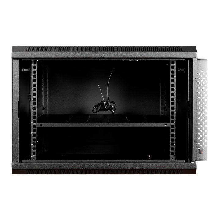 Armario Mural 19" Aiten Data 9u Ai6609 600 X 600 X 520 2l Color Negro Puerta De Cristal Templado Incluye Accesorios