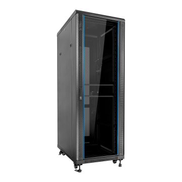 Armario De Suelo 19" Aiten Data 37u Ai6637 600 X 600 X 1780 2cl 4r Mo Color Negro Puerta De Cristal Templado Puerta Trasera P