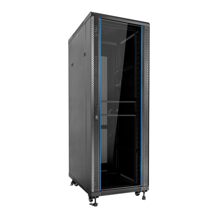 Armario De Suelo 19" Aiten Data 37u Ai6637 600 X 600 X 1780 2cl 4r Mo Color Negro Puerta De Cristal Templado Puerta Trasera P