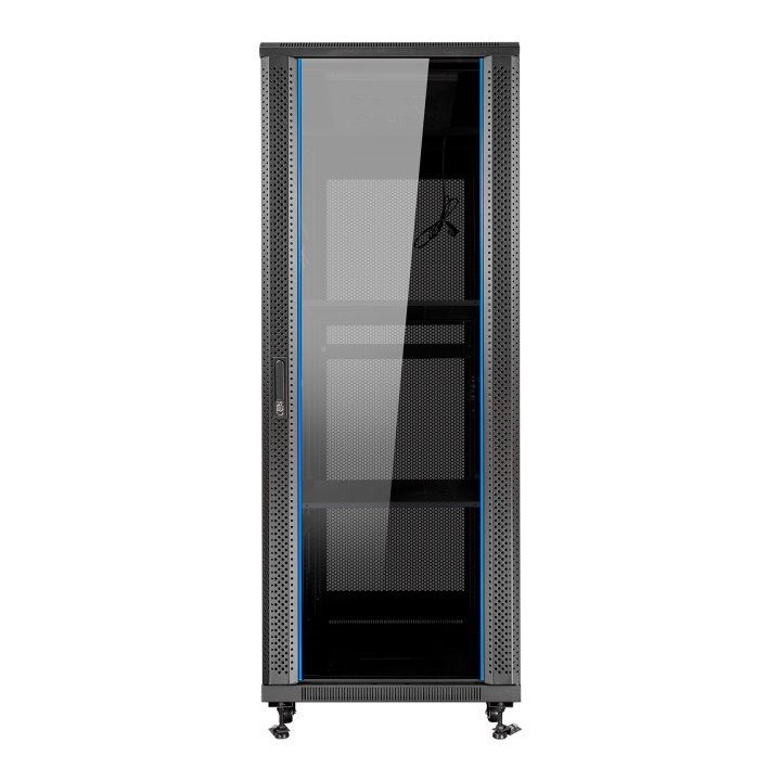 Armario De Suelo 19" Aiten Data 37u Ai6637 600 X 600 X 1780 2cl 4r Mo Color Negro Puerta De Cristal Templado Puerta Trasera P