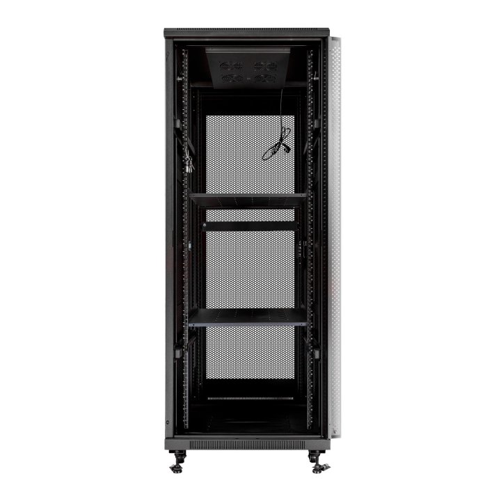 Armario De Suelo 19" Aiten Data 37u Ai6637 600 X 600 X 1780 2cl 4r Mo Color Negro Puerta De Cristal Templado Puerta Trasera P
