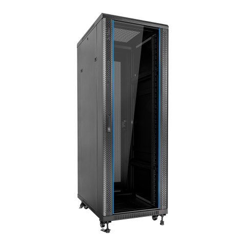 Armario De Suelo 19" Aiten Data 37u Ai6837s 600 X 800 X 1780 2cl 4r Mo Color Negro Puerta De Cristal Templado Puerta Trasera 