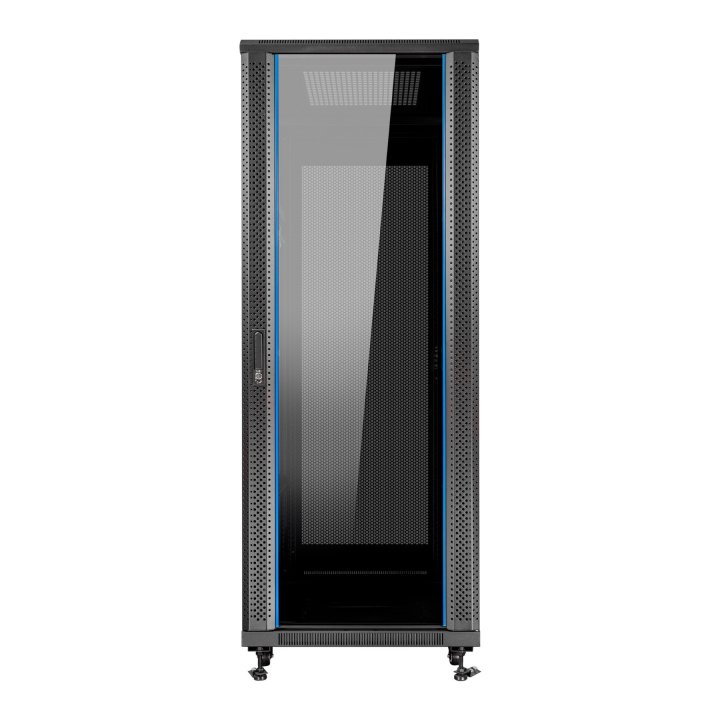 Armario De Suelo 19" Aiten Data 37u Ai6837s 600 X 800 X 1780 2cl 4r Mo Color Negro Puerta De Cristal Templado Puerta Trasera 