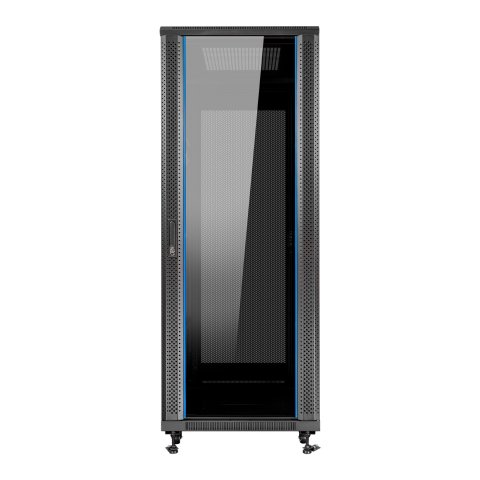 Armario De Suelo 19" Aiten Data 37u Ai6837s 600 X 800 X 1780 2cl 4r Mo Color Negro Puerta De Cristal Templado Puerta Trasera 