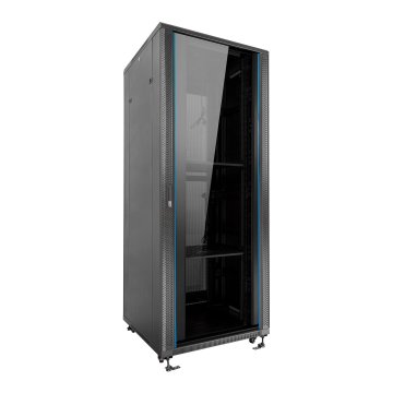 Armario De Suelo 19" Aiten Data 42u Ai6642 Plus 600 X 600 X 2060 Color Negro Puerta De Cristal Templado Puerta Trasera Perfor