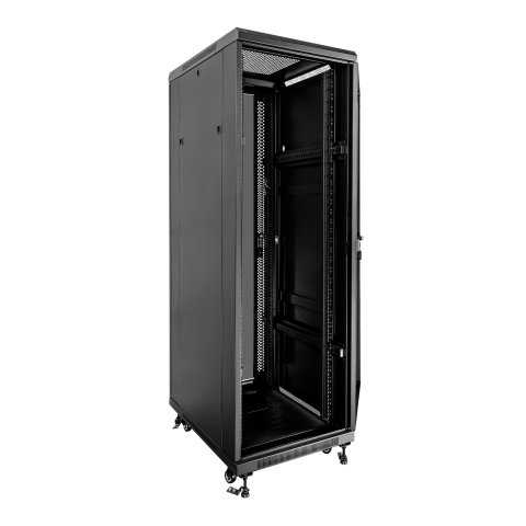 Armario De Suelo 19" Aiten Data 37u Ai6837s 600 X 800 X 1780 2cl 4r Mo Color Negro Puerta De Cristal Templado Puerta Trasera 