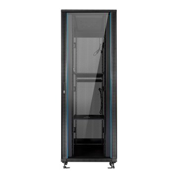 Armario De Suelo 19" Aiten Data 42u Ai6642 Plus 600 X 600 X 2060 Color Negro Puerta De Cristal Templado Puerta Trasera Perfor 2