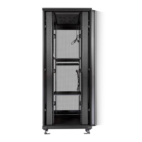 Armario De Suelo 19" Aiten Data 42u Ai6642 Plus 600 X 600 X 2060 Color Negro Puerta De Cristal Templado Puerta Trasera Perfor
