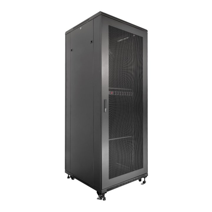 Armario De Suelo 19" Aiten Data 42u Ai6642 Plus 600 X 600 X 2060 Color Negro Puerta De Cristal Templado Puerta Trasera Perfor