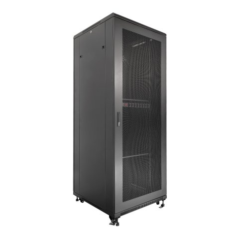 Armario De Suelo 19" Aiten Data 42u Ai6642 Plus 600 X 600 X 2060 Color Negro Puerta De Cristal Templado Puerta Trasera Perfor