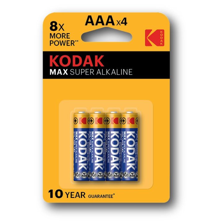 Pila Kodak Super Alcalina Max Lr03 Aaa Pack 4 (1150 Mah At 75 Ohms To 0.8 Volts) (ecotasas Incluidas)