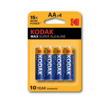 Pila Kodak Super Alcalina Max Lr6 Aa Pack 4 ( 2800 Mah At 75 Ohms To 0.8 Volts ) (ecotasas Incluidas) 30952867   