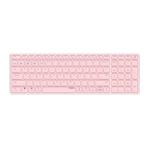Teclado Rapoo Wireless Y Bluetooth E9700m Portugues 2.4ghz Bt 3.0 5.0 Diseño Ultrafino Bateria Rosa Base Aluminio Multi Mode
