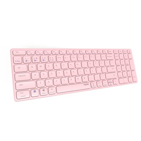 Teclado Rapoo Wireless Y Bluetooth E9700m Portugues 2.4ghz Bt 3.0 5.0 Diseño Ultrafino Bateria Rosa Base Aluminio Multi Mode