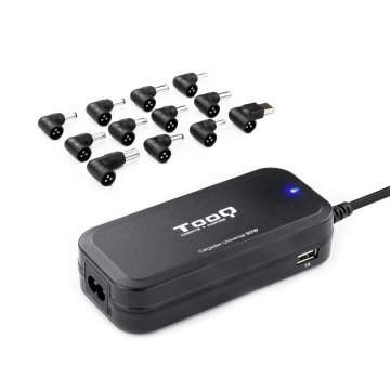 Cargador Universal De Portatil Tooq Tqlc-90bs02at 90w Automatico 12 Conectores 2 Puertos Usb