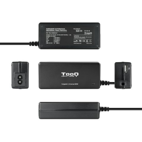 Cargador Universal De Portatil Tooq Tqlc-65bs02at 65w Automatico 8 Conectores Puerto Usb