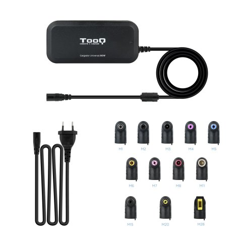 Cargador Universal De Portatil Tooq Tqlc-90bs02at 90w Automatico 12 Conectores 2 Puertos Usb