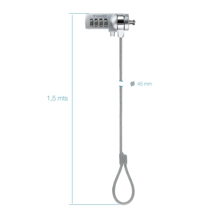 Cable De Seguridad Portatiles monitores televisiones Tooq Tqclk0015 Con Combinación 1.5 M Sistema Kensington