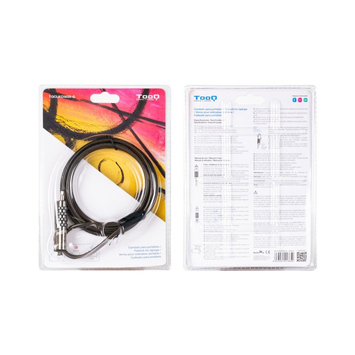 Cable Deseguridad Portatiles  monitores televisores Tooq Tqclkc0035-g Sistema Nano Con Combinacion