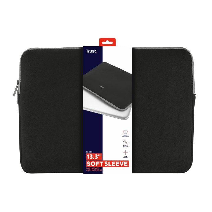 Funda Universal Trust Primo Soft Sleeve- Para Tablets netbooks De 13.3" - Color Negro 21251