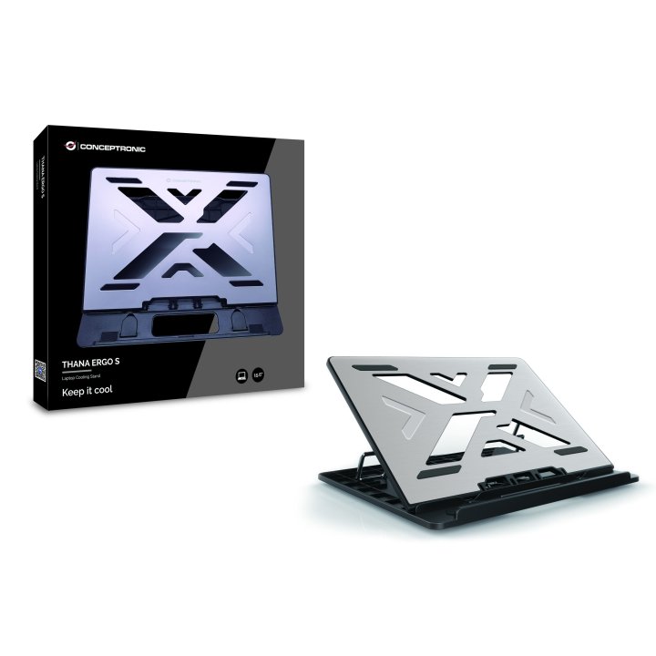 Base Refrigeracion Ergonomica De Aluminio Para Portatiles Conceptronic Color Gris