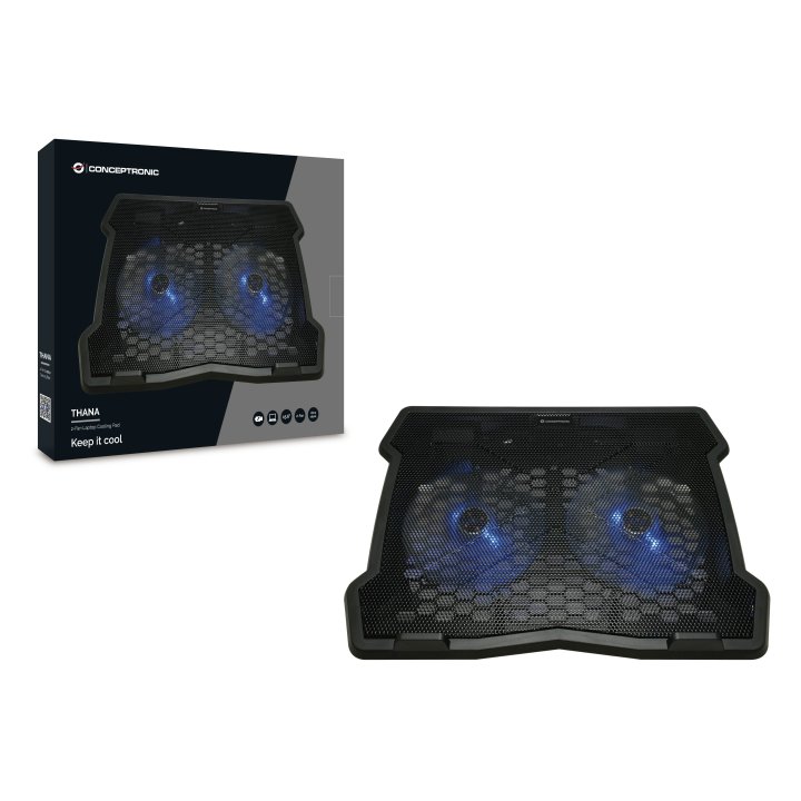 Base Refrigeracion Para Portatiles Conceptronic 2 Ventiladores 125mm Hasta 15,6"