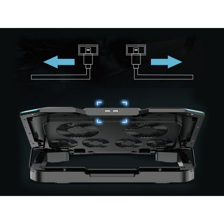 Base De Refrigeracion Para Portatiles Gaming Conceptronic Hasta 17" 6 Ventiladores Luz Rbg