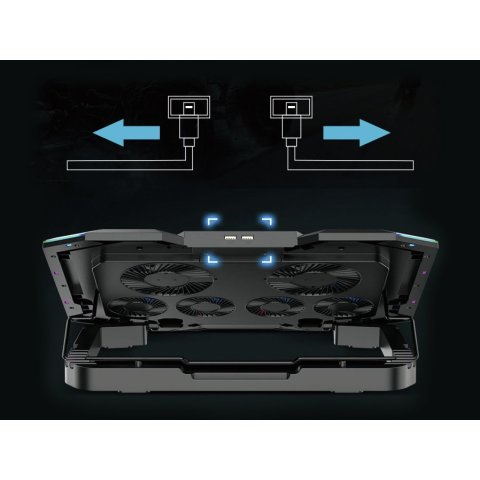 Base De Refrigeracion Para Portatiles Gaming Conceptronic Hasta 17" 6 Ventiladores Luz Rbg