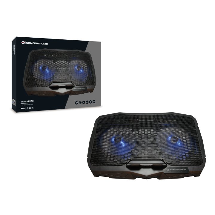 Base Refrigeracion Para Portatiles Conceptronic 2 Ventiladores 125mm Hasta 17"