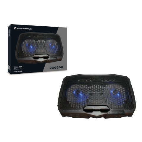 Base Refrigeracion Para Portatiles Conceptronic 2 Ventiladores 125mm Hasta 17"