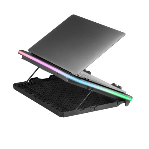 Base De Refrigeracion Para Portatiles Mars Gaming Mnbc6 Con Soporte Adicional De Movil tablet Para Portatil Hasta 19" Ilumina