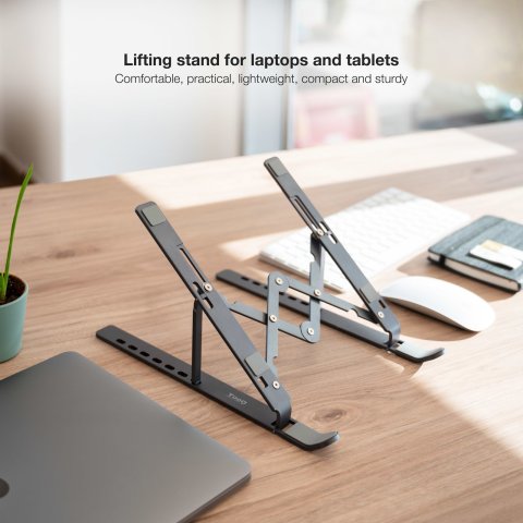 Soporte Elevador Para Portatil Tooq Tqlrs0033-al Gris Ultra-plegable Max 5kg 7 Niveles De Altura Max 11-15"