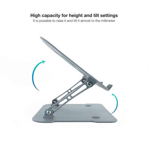 Soporte Elevador Para Portatil Tooq Tqlrs0033-al Gris Ergonomico Plegable Regulacion De Altura 30-280mm Max 11-17.3"